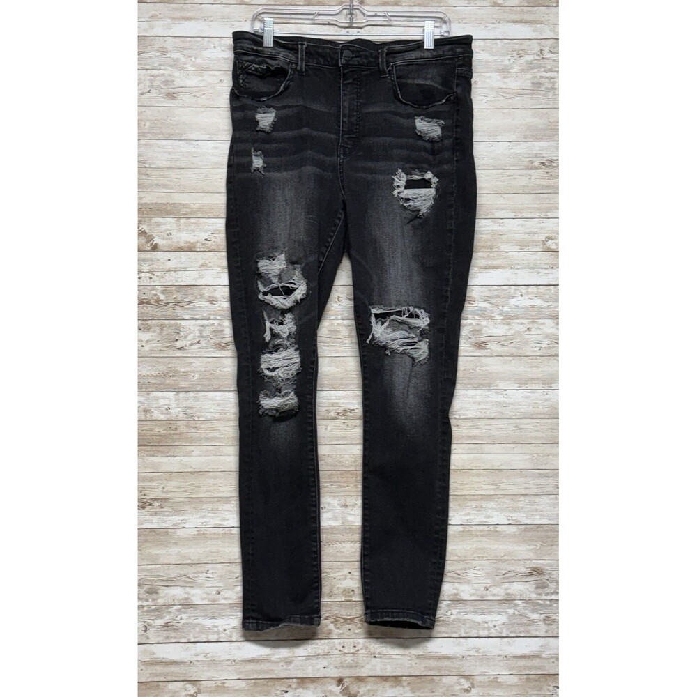 Buckle Black Womens 33 X 29 Black Distressed Denim Jeans Fit No. 75 Skinny